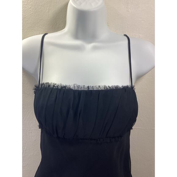ABS Black Y2K Bias Cut Chiffon Silky 90's Evening Party Slip Dress 6 S Cocktail - Picture 4 of 6